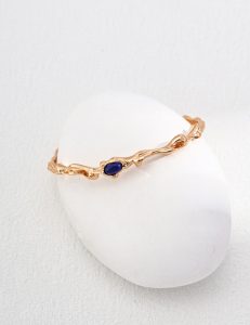 Vintage Blue Gemstone Gold Bracelet for Women,S925 Sterling Silver Retro Gold Bangle