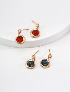 Vintage S925 Sterling Silver Gemstone Earrings for Women