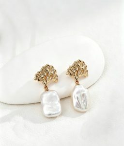 Retro Pearl Earrings for Women,S925 Sterling Silver White Pearl Statement Earrings