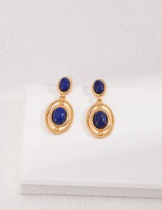 S925 Sterling Silver Blue Gemstone Earrings