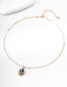 Vintage Sapphire Blue Necklace for Women,S925 Sterling Silver Retro Pendant Necklace