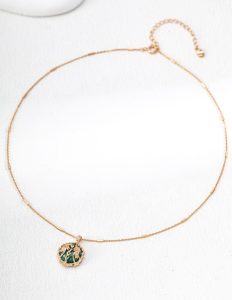 S925 Sterling Silver Vintage Green Gemstone Necklace