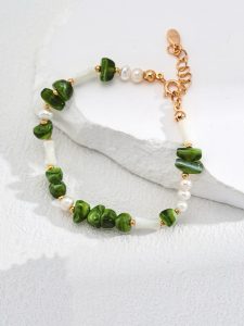 S925 Green Crystal Pearl Bracelet