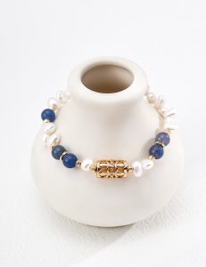 S925 Sterling Silver Baroque Blue Crystal Bracelet