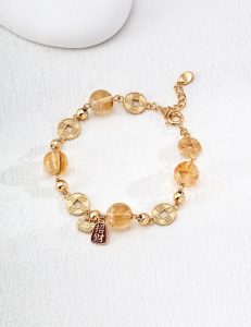 S925 Sterling Silver Yellow Good Fortune Crystal Bracelet