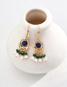 S925 Sterling Silver Bohemian Blue Gemstone Drop Earrings