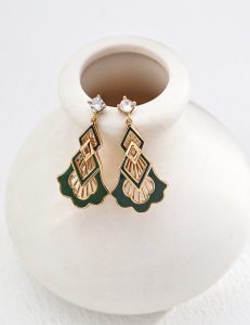 S925 Sterling Silver Green Vintage Earrings