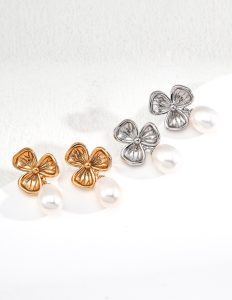 S925 Sterling Silver Flower Pearl Earrings