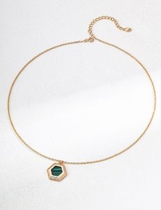 S925 Sterling Silver Green Gemstone Necklace