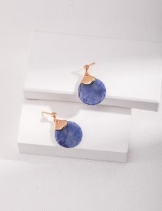 S925 Sterling Silver Vintage Blue Disc Drop Earrings