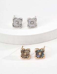 S925 Sterling Silver Floral Stud Earrings for Women