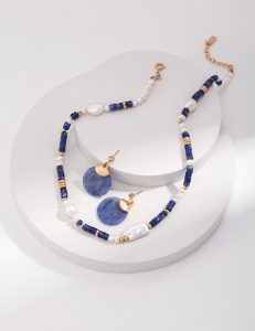 S925 Sterling Silver Baroque Pearl Necklace and Earrings Jewelry Set