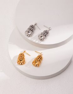 S925 Sterling Silver Geometric Hollow Drop Earrings