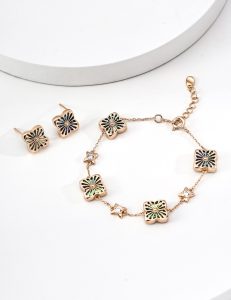 S925 Sterling Silver Floral Jewelry Set for Women