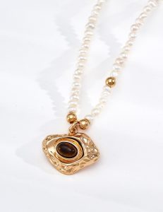 S925 Sterling Silver Vintage Pearl Pendant Necklace
