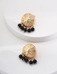 S925 Sterling Silver Vintage Gold Textured Disc Drop Earrings
